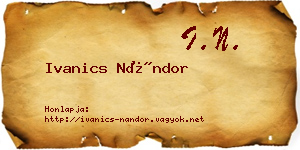 Ivanics Nándor névjegykártya