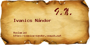 Ivanics Nándor névjegykártya